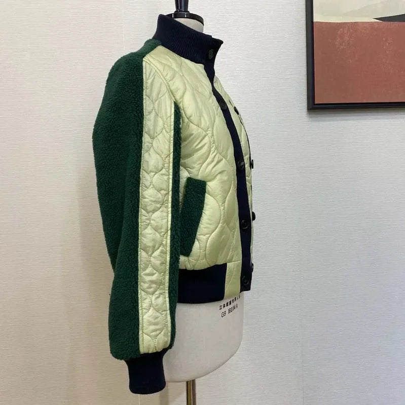 Women's Color-Block Padded Jacket Quilted Coat Cozy Winter Outwear