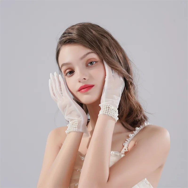 New Original Vintage Gloves Hepburn Black Satin Thin Bowknot Stage Banquet Bride Accessories
