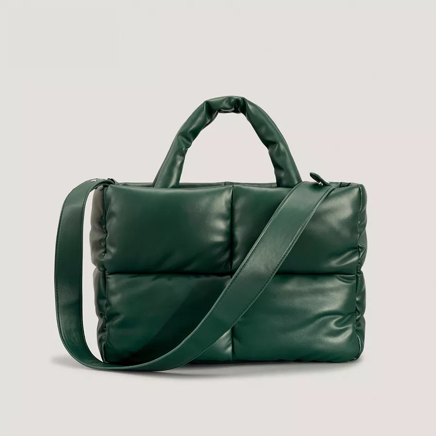 Fashion Large Tote Padded Handbags Designer Quilted Women Shoulder Bags Luxury Nylon Down Cotton Crossbody Bag Winter Purse Green A