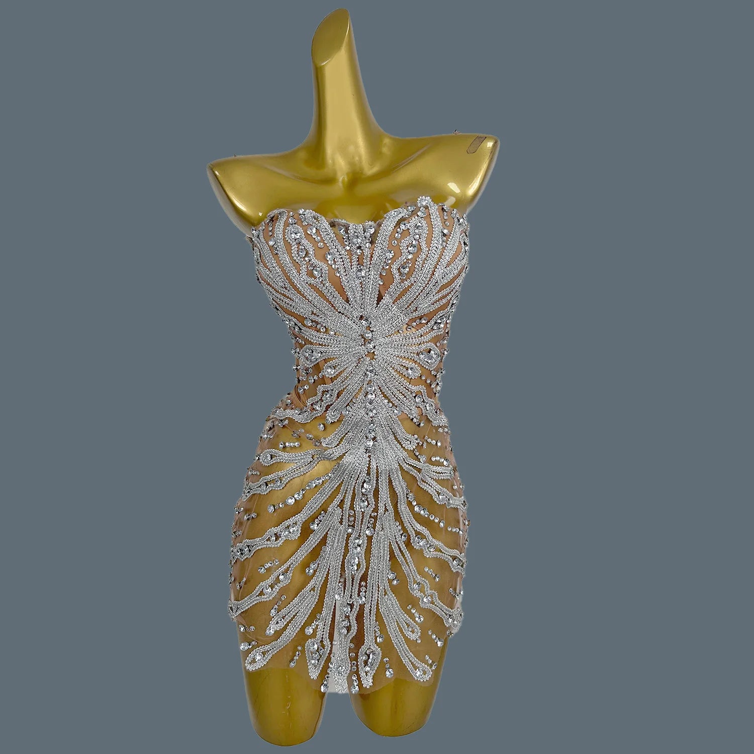 Hot Girls Birthday Celebrate Party Sparkly Sequins Ultra Short Rhinestone Dress Strapless Mini Dress Stunning Event Wear Youtiao