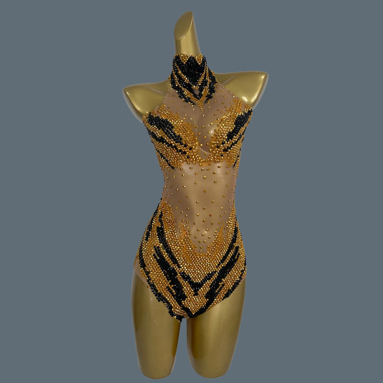 Luxury Birthday Party Outfit Rhinestones Leotard Dancer Costume Bodysuit for Women Crystal Evening Dress Stage Show Wear Huniu