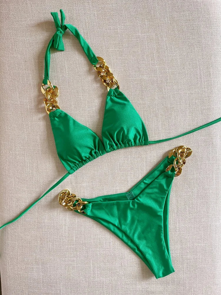 RUOTONGSEPT New Sexy Bikini 2023 Triangle Bathing Suit for Women Brazilian Bikini Set 2-piece Halter Swimwear Push Up Swimsuit F03