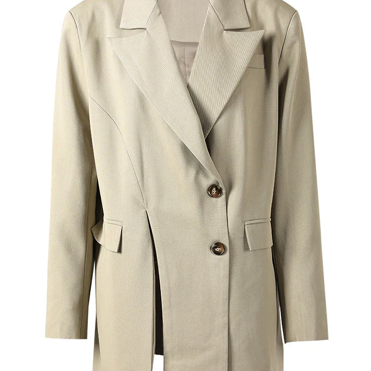 DEAT Fashion Women's Deconstructing Blazer Notched Collar Loose Single Breasted Apricot Suit Jackets Spring New 7AB368