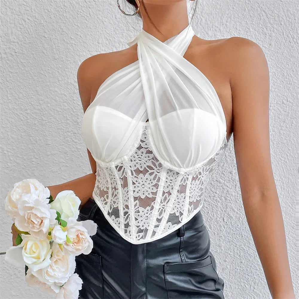 Sexy Shirt Women Clothing Corset Camis Blusas Shaper Harajuku Hot Tee Woman Tank Top Club Ropa Mujer Summer Ladies Crop Top 6-K0292 white