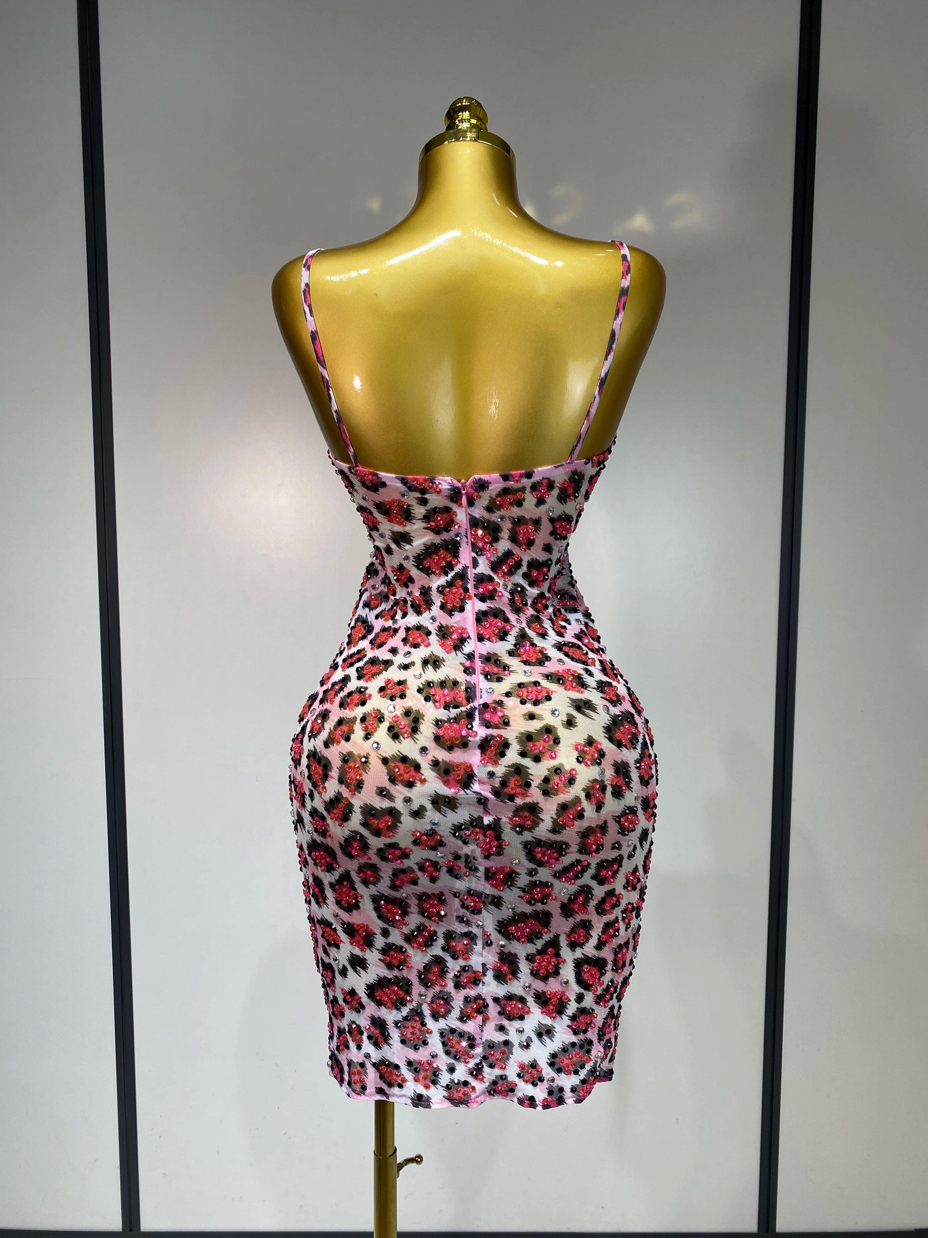 Sparkly Gold Rhinestone Transparent Sleeveless Mini Dress Evening Birthday Celebrate Party Nightclub Dance Performance Outfit