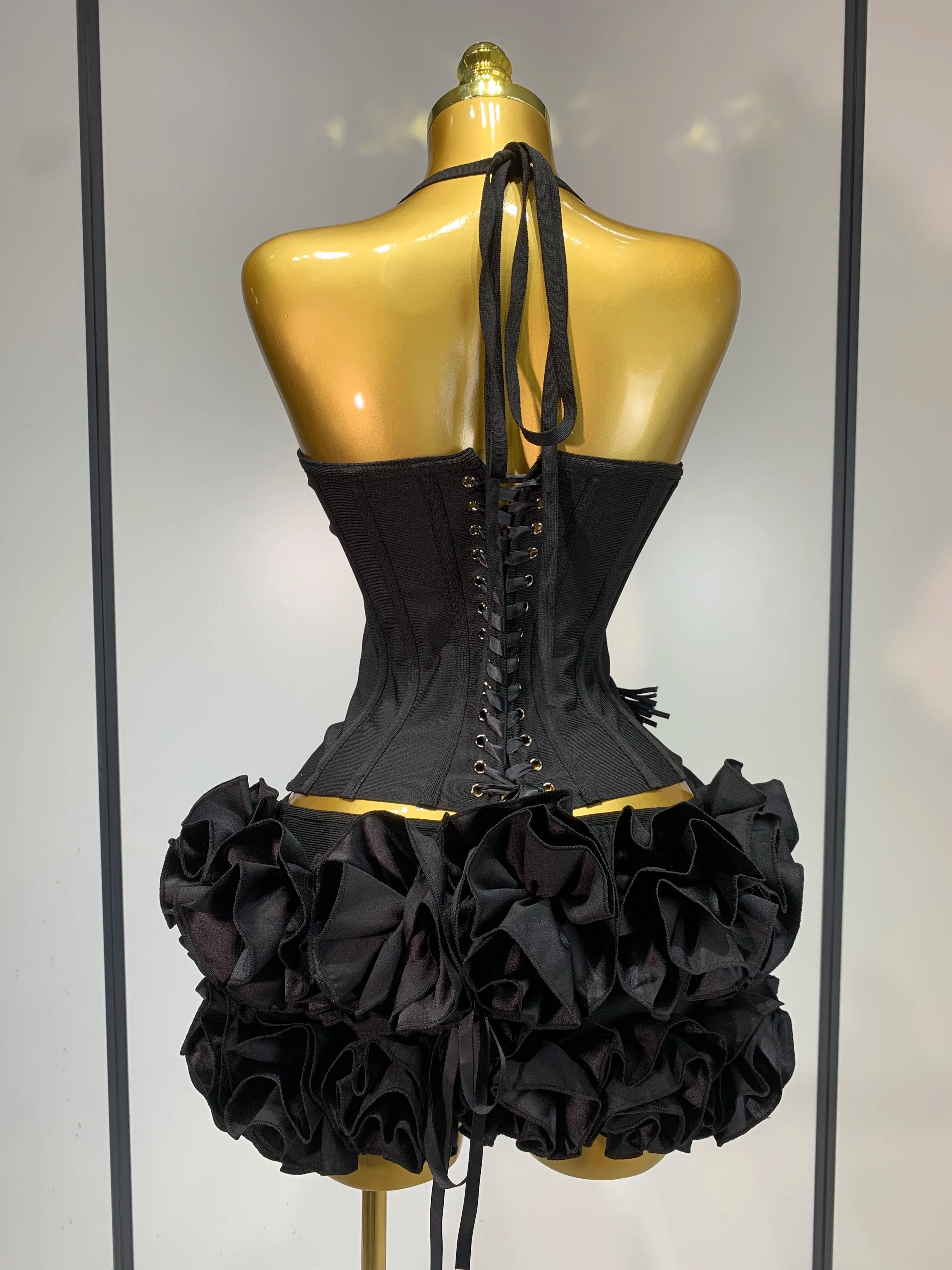 Women Sexy Halter Prom Gown Fashion Celebrity Club Party Two Piece Set Cocktail Elegant Luxury Birthday Party Bandage Outfit