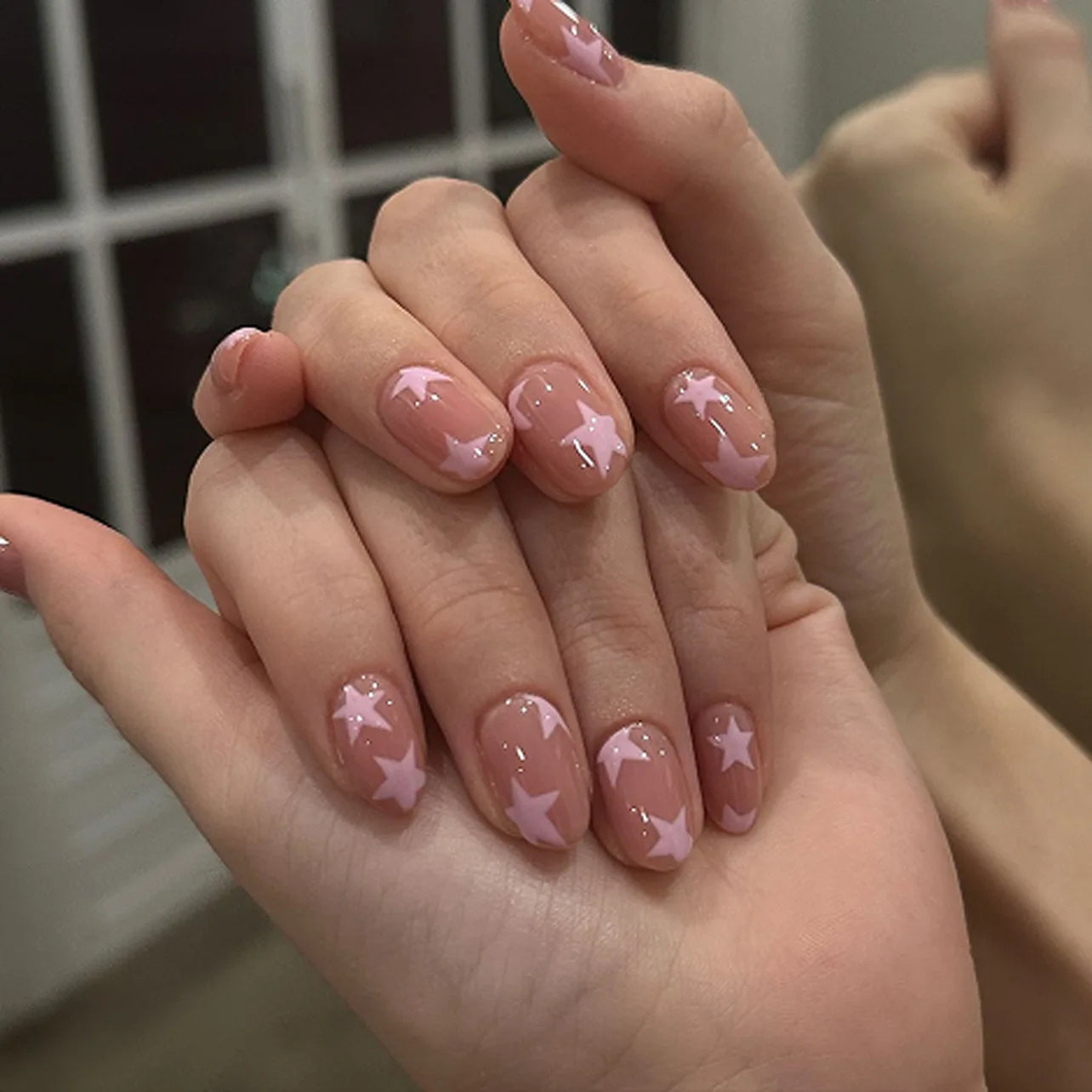 24pcs Short Almond Press on Nails French Black Bow Dot Print False Nails Wearable Reusable Spicy Girl Korean Fake Nails