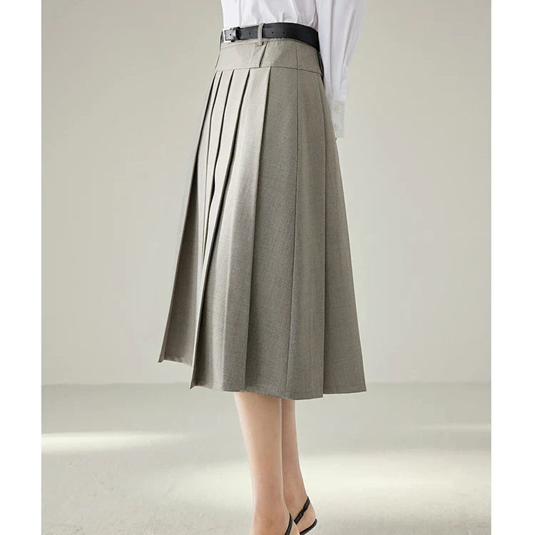 Vimly Elegant Work Flared Pleated Skirts for Women 2023 Fall Fashion Office Lady Woman Autumn A Line Midi Skirt Clothes M2935