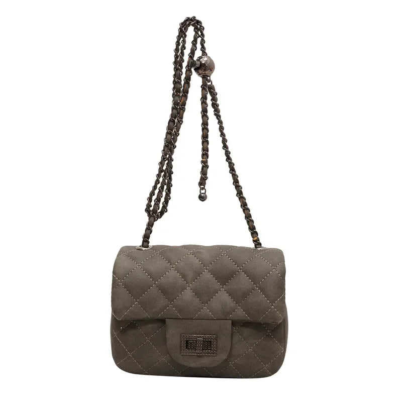 Winter Commuter Women's Crossbody Bag Retro Diamond Chain Square Handbag Shoulder Bag Elegant Sensation Commute Work Bag