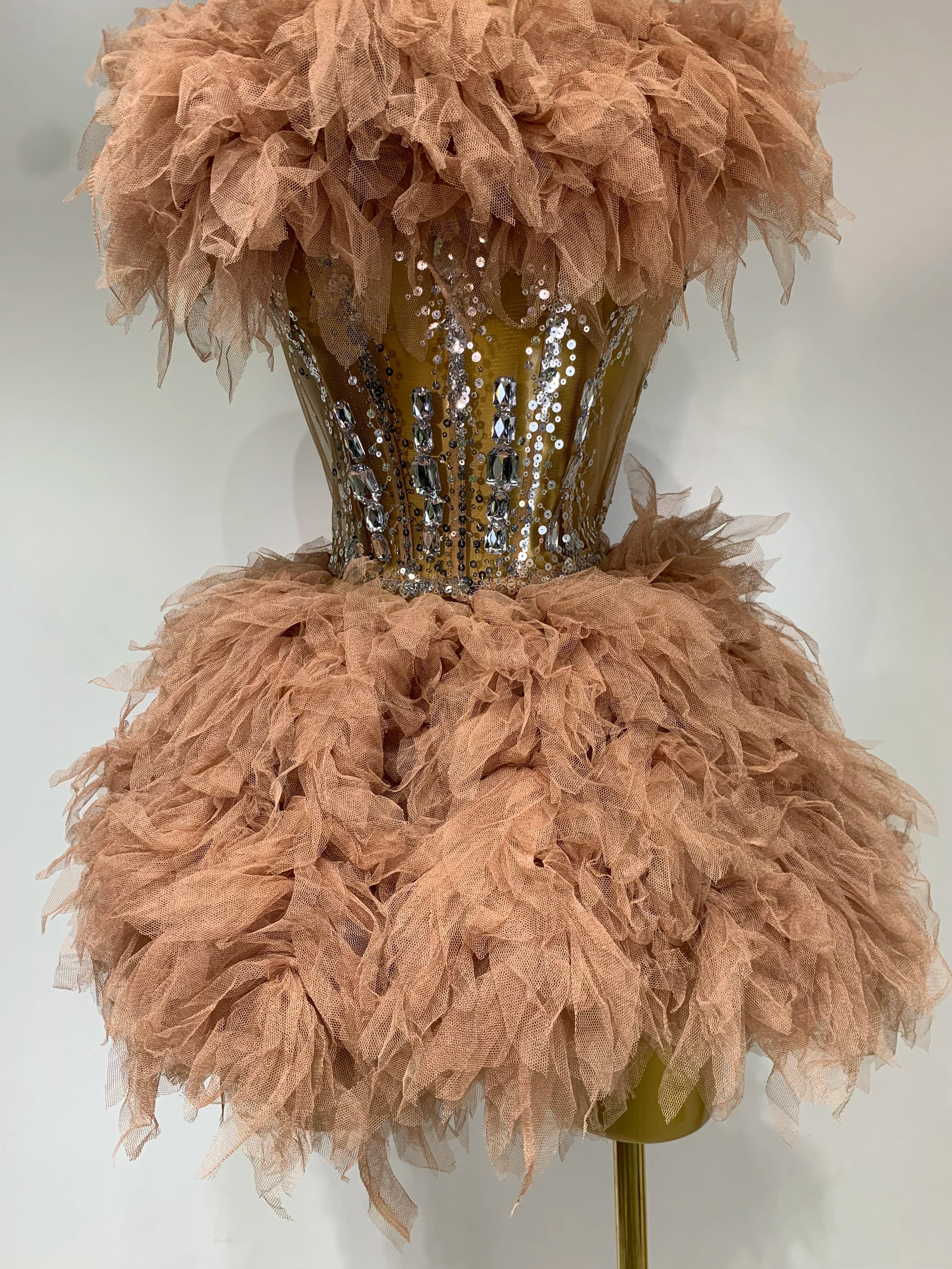 Women Sexy Strapless Mesh Two Pieces Set Celebrity Nightlcub Party Photo Shoot Outfit 2025 Prom Gown Luxury Birthday Dresses