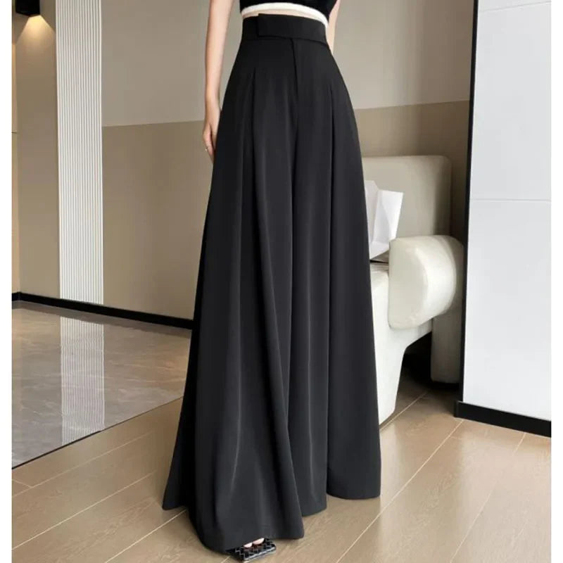 Wide Leg Pants Women Elegant Hight Waist Korean Suit Sweatpants Streetwear Loose Casual Female Draped Full Length Trousers