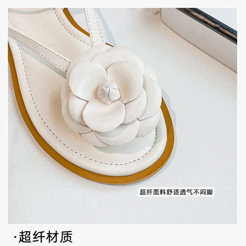 new summer women's sandals fashion flower design Korean style party and work wear ladies casual flat shoes Large size 41-43