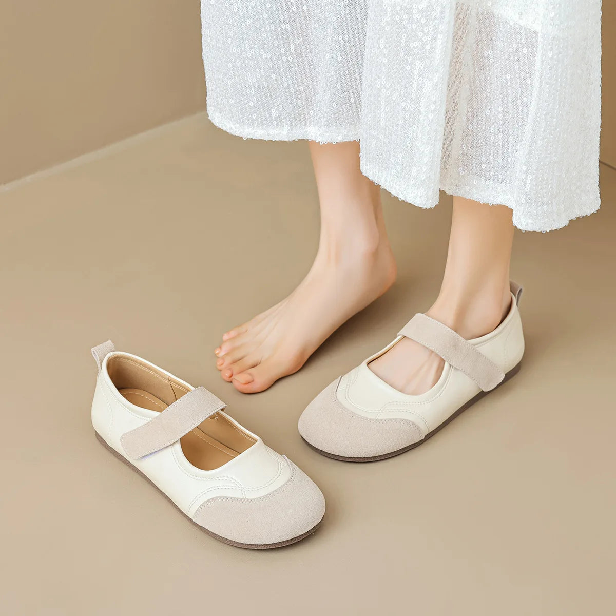Spring Women's Flat Shoes Korean Style Mary Jane Ladies' Casual Leather Flat Boat Shoes Loafers Work and Party Wear 41-43