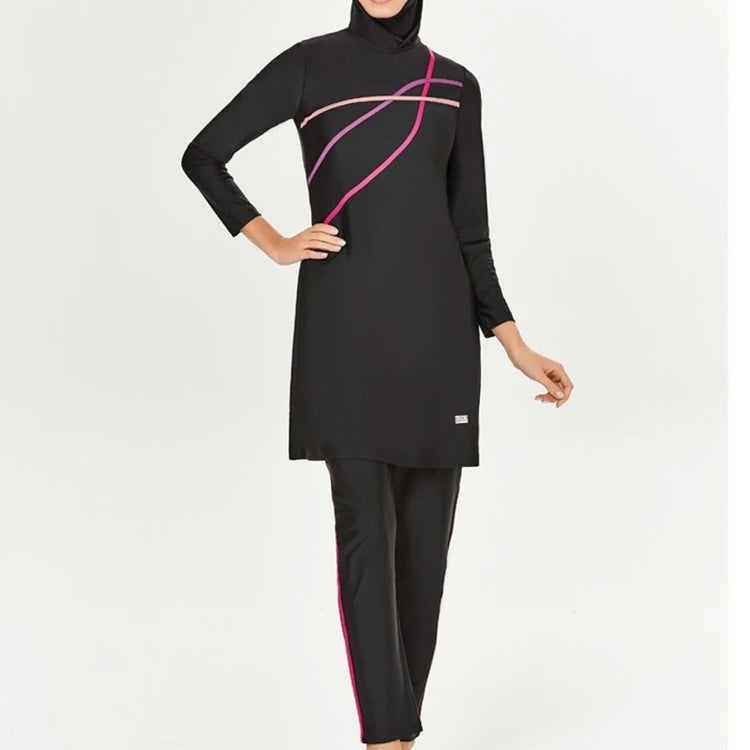 Muslim Modest Swimwear Hijab Swimsuit Women Long Sleeve Swimming Suit Islamic Cover Ups Burkini Hijabs For Woman Swim Bathing SW022-A