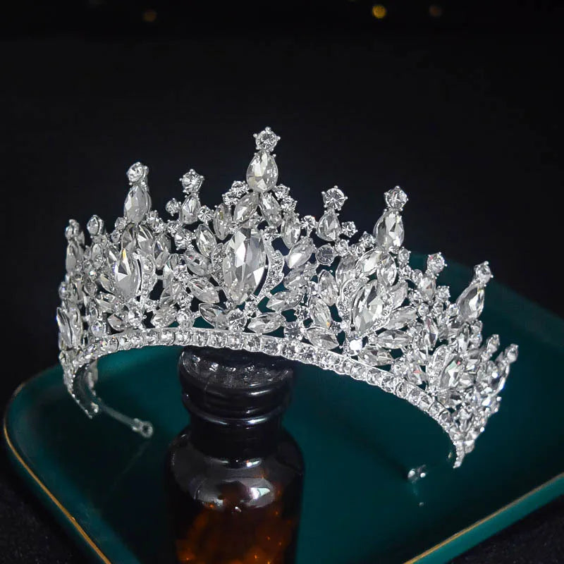 Korean Elegant Silver Color Crystal Tiara Crown For Women Girls Wedding Luxury New Bridal Queen Hair Dress Accessories