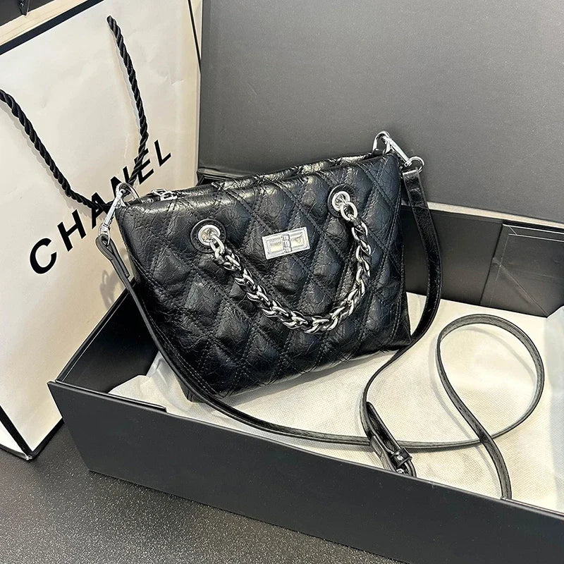 Luxury Women's Elegant Messenger Bag Leather Crossbody Bag Handbag, Classic Famous Designer Popular Shoulder Tote For Ladies