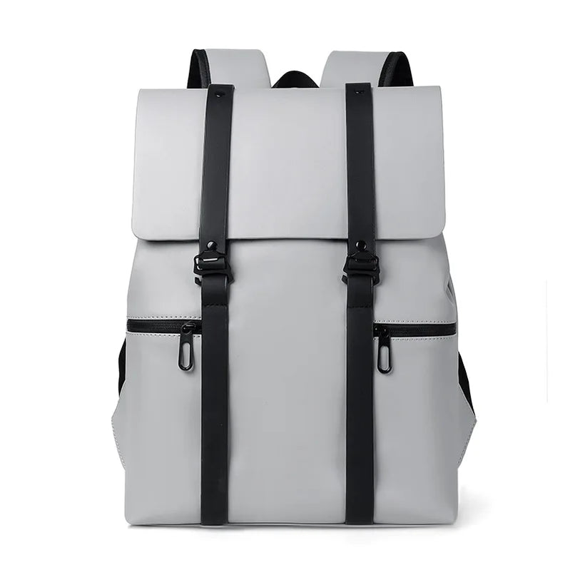 Vintage Waterproof Backpacks Men PU Leather Travel Backpack Large Capacity Students School Books Laptop Backpack Bags for Men Silver