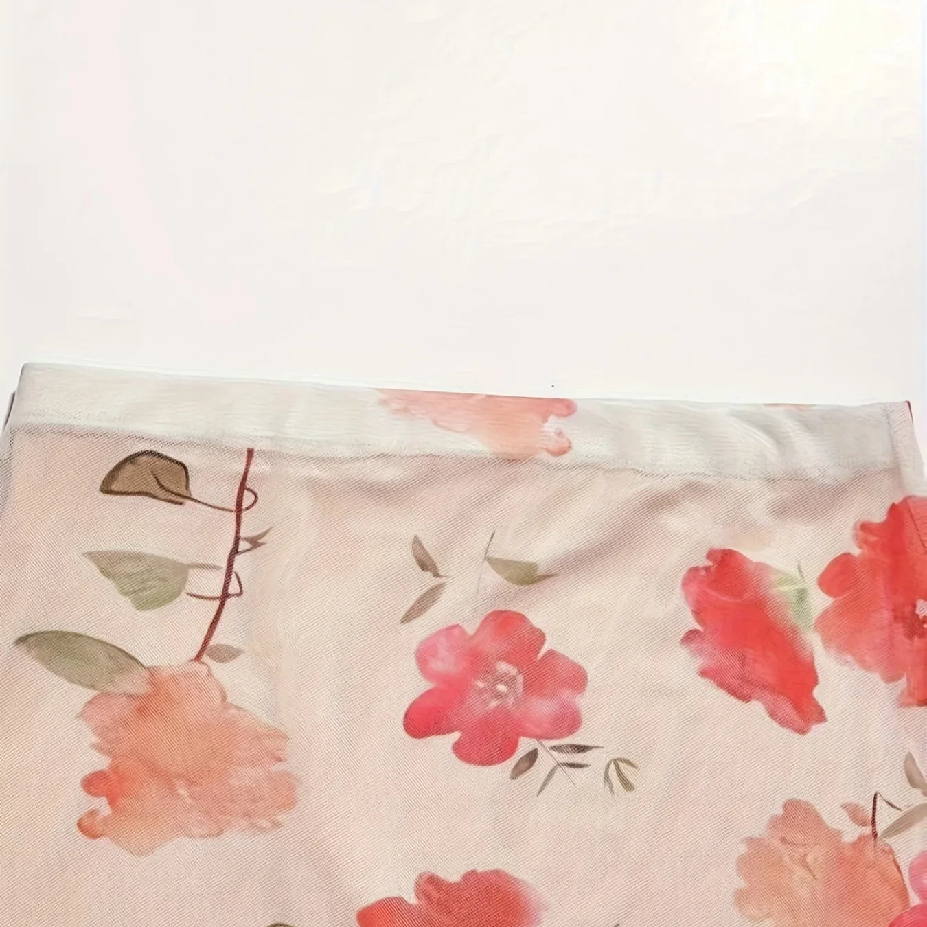 Spring Summer Women's 2 Pieces Mesh Sheer Floral Top-Skirt Set Vacation Wear Breasted Suits Casual Beachwear