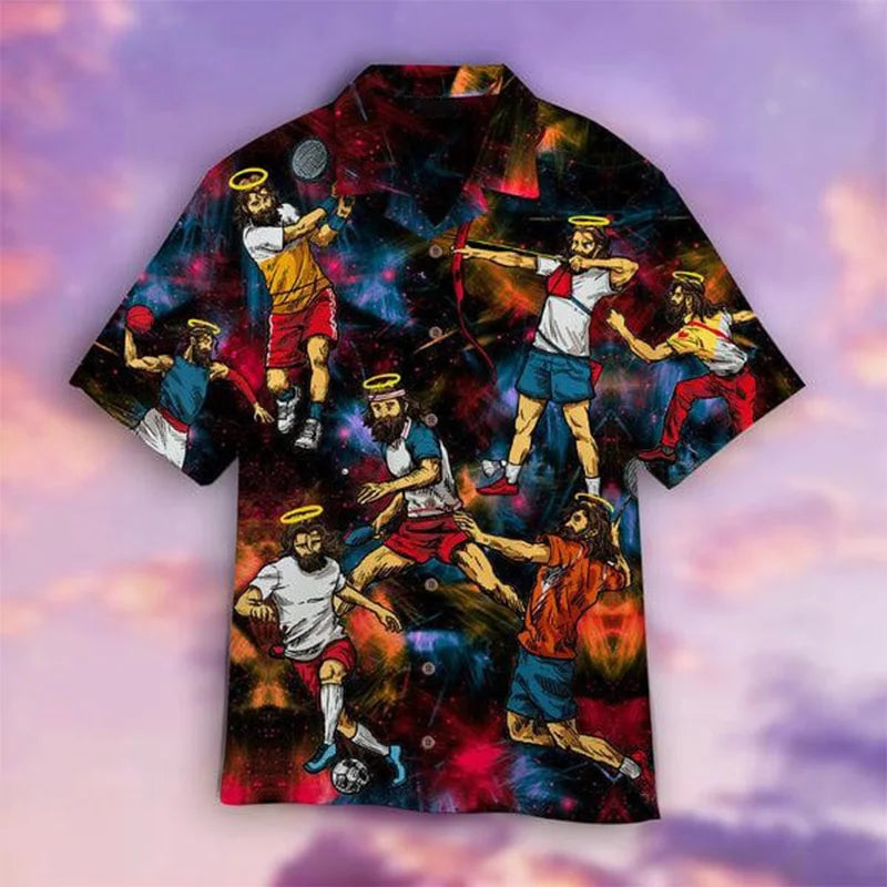 New Summer 3D Print Christian Jesus Shirts Children Fashion Streetwear Shirts Blouses Men Hawaiian Shirts Cool Vintage Clothing CS2024WF3425