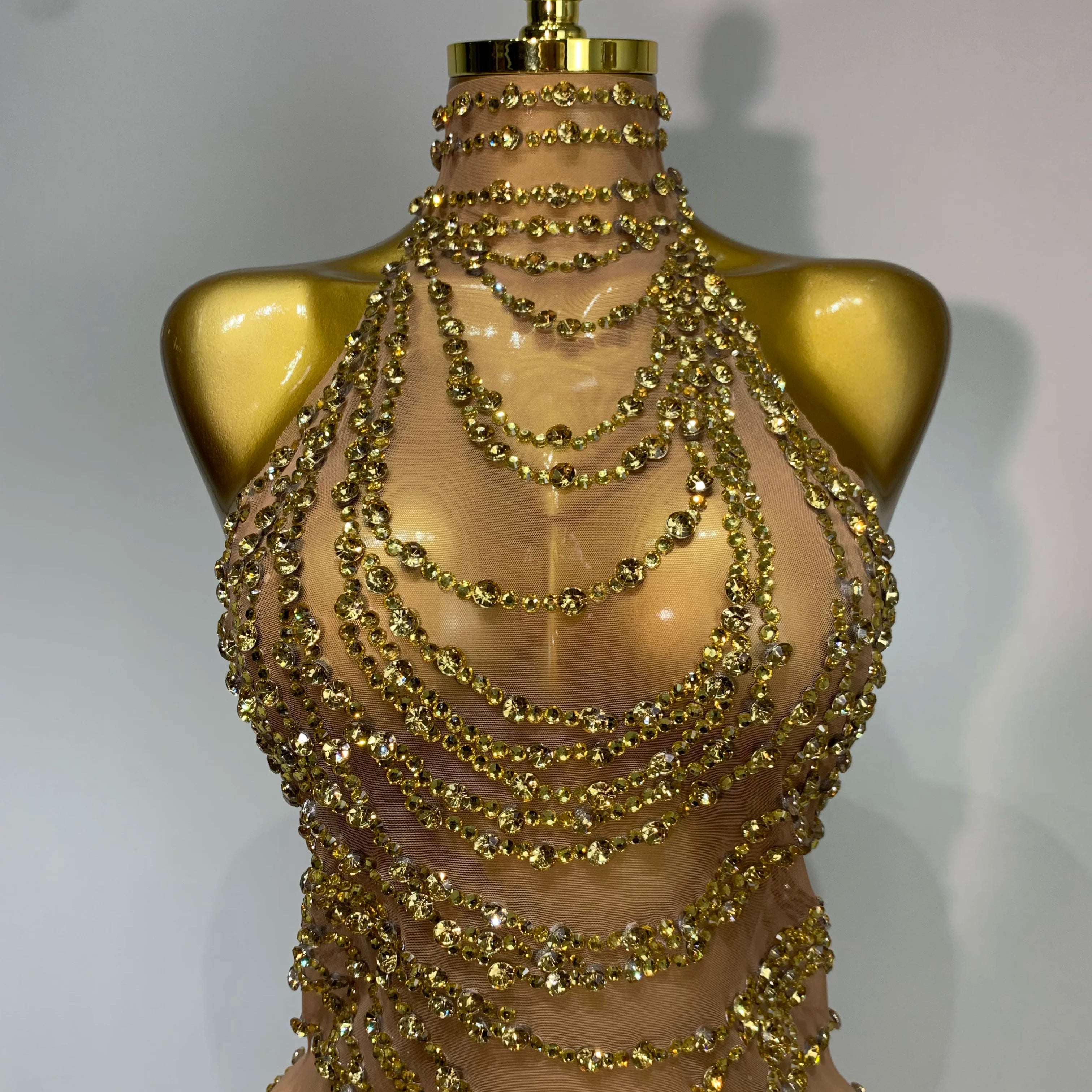 Sparkly Rhinestone Sexy Transparent Mesh Long Dress 2025 Women Luxury Birthday Club Party Gown Stage Singer Performance Costume