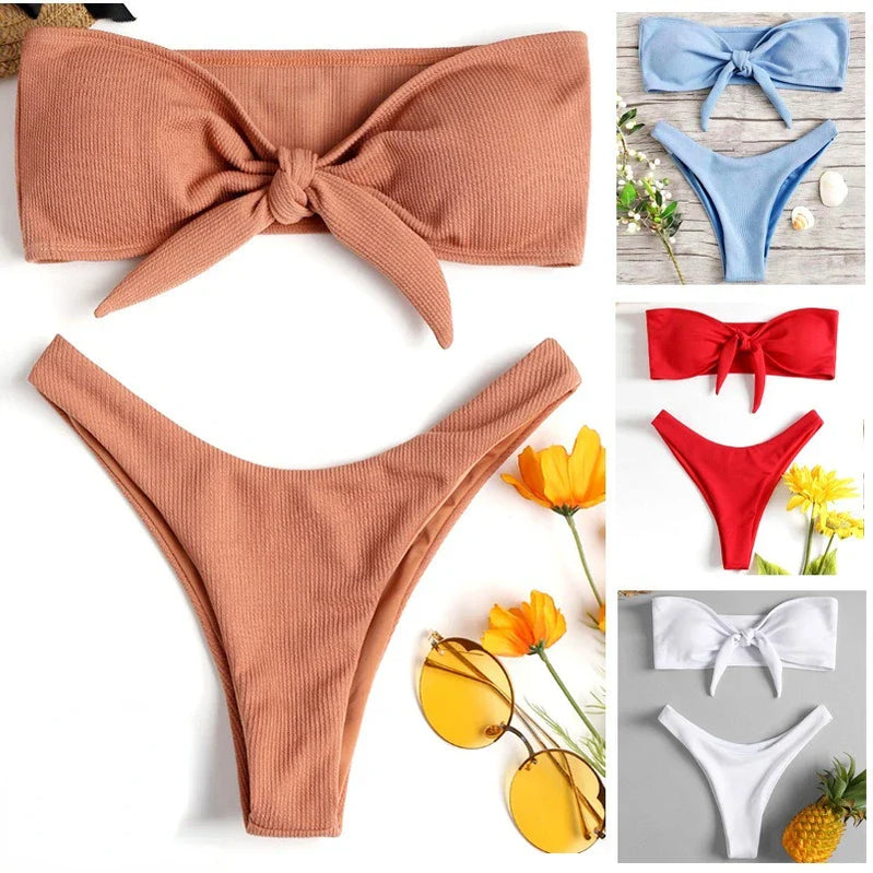Swimsuit New Summer Women Bikini Sexy Swimwear Set Packwork Brazilian Bathing Beachwear Swimming Bathing Suit Women