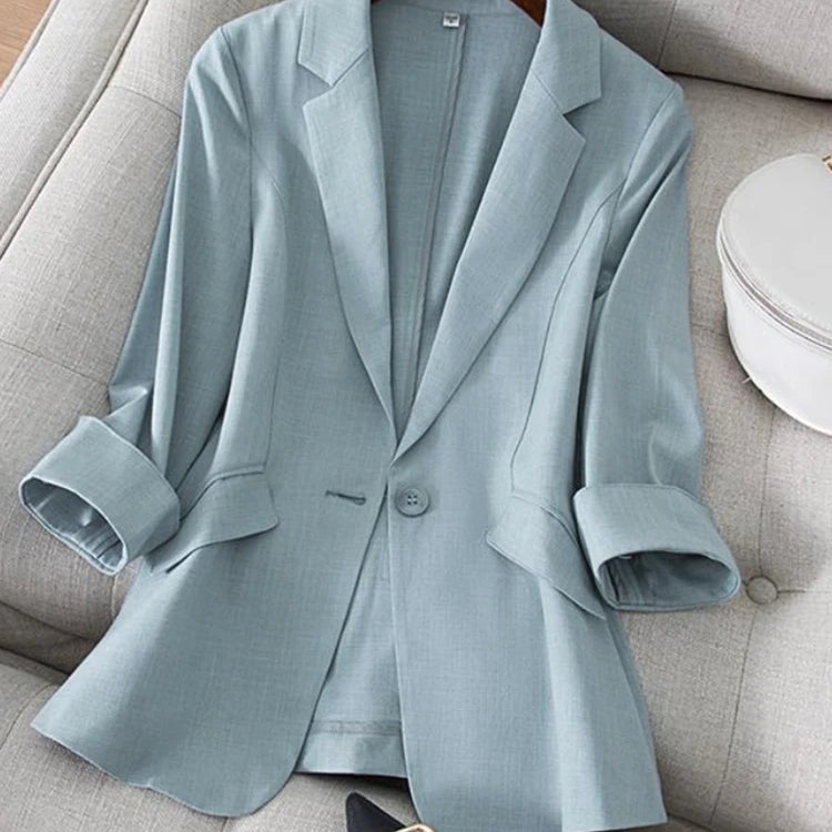 Women's Suit Jacket Suit Jacket Women's Seven-Minute Sleeve Summer New Women Clothing Blue