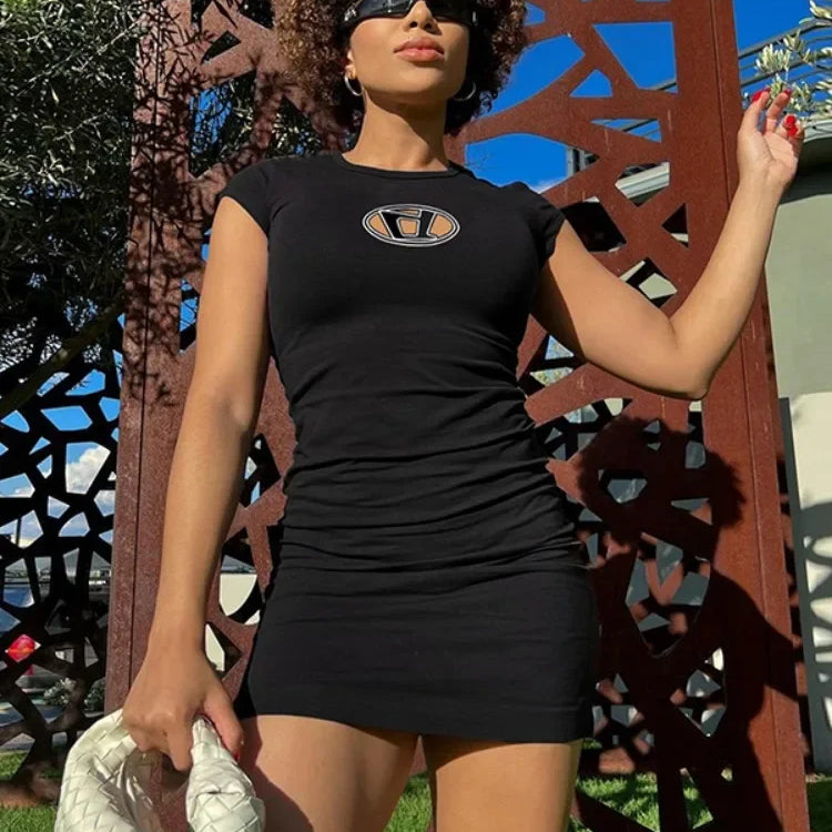 Hollow Out Black Mini Dress O-Neck Summer Clothing For Women Sexy Streetwear Short Sleeve Vestidos De Mujer Slim Robe Femme Été