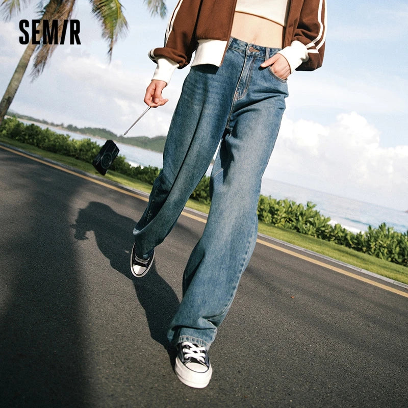 Women Jeans Autumn New Wide-leg Pants Street Mopping Retro Fringe Jeans