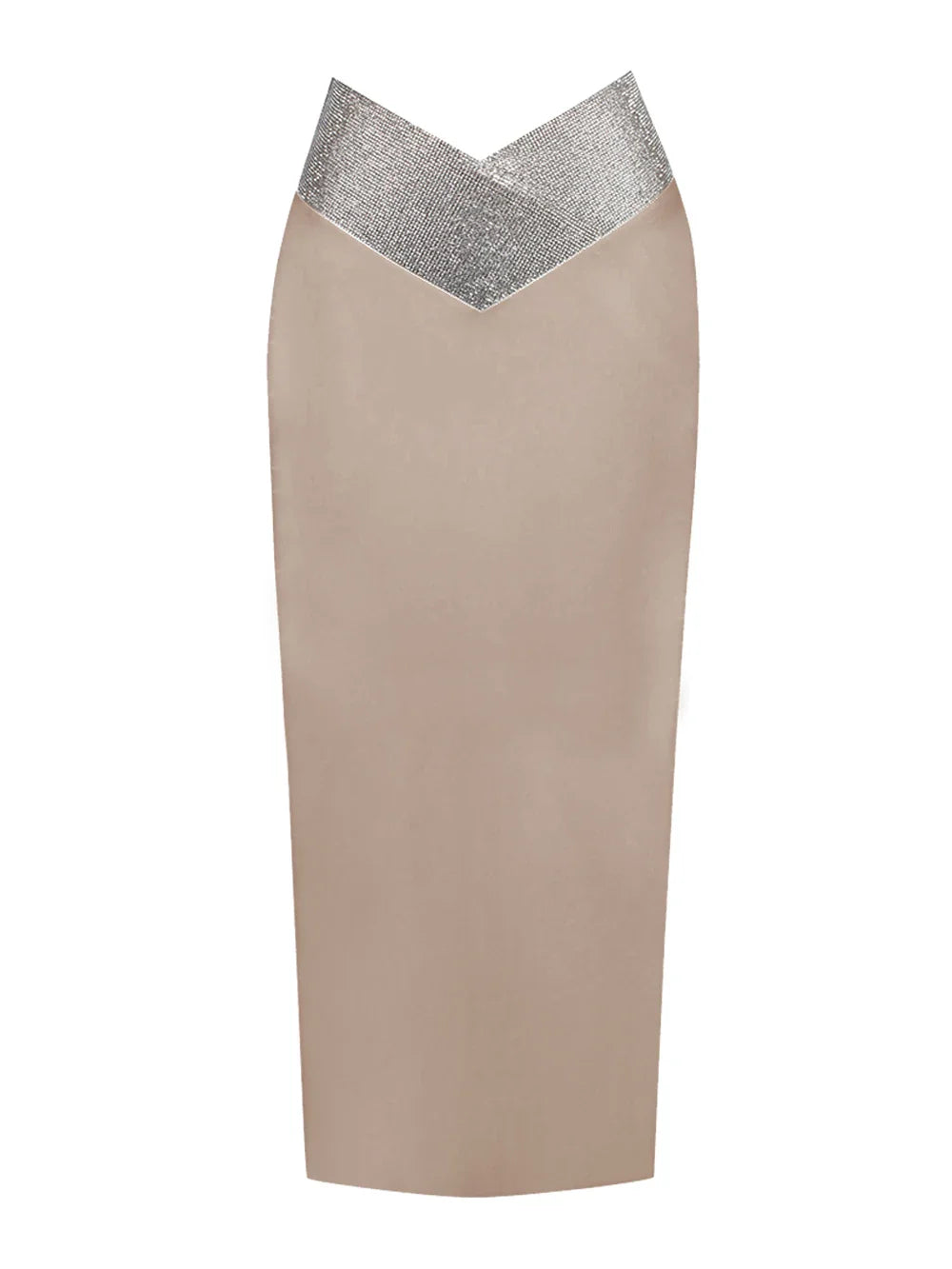 Saia midi bandagem justa branca e preta com cristais e diamantes, saia lápis de cintura alta para festa e boate, 77 cm