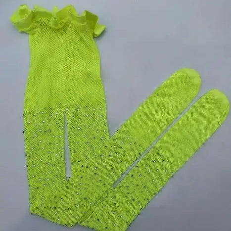 Fishnet Diamond Pantyhose Women Sexy Fashion Shiny Net Tights Female Slim Rhinestone Mesh Nylon Stockings Tights Yellow One Size