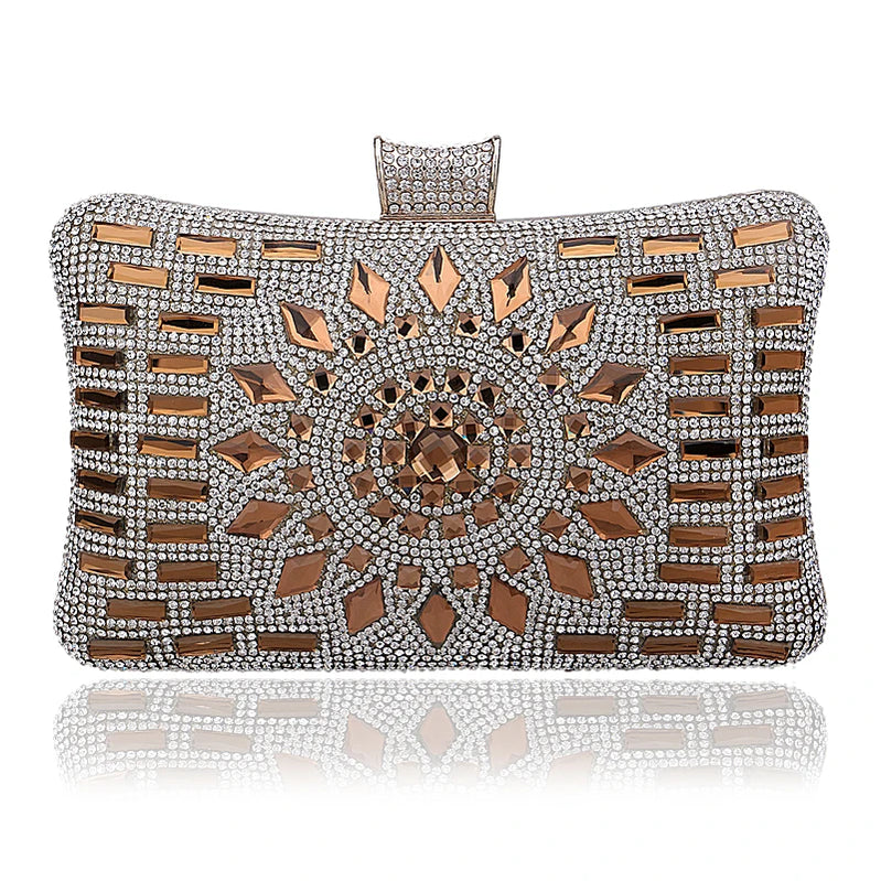 Rhinestones Women Bags Hollow Out Style Fashion Evening Bags Chain Shoulder Handbags Party Wedding Day Clutch Purse YM1006gold