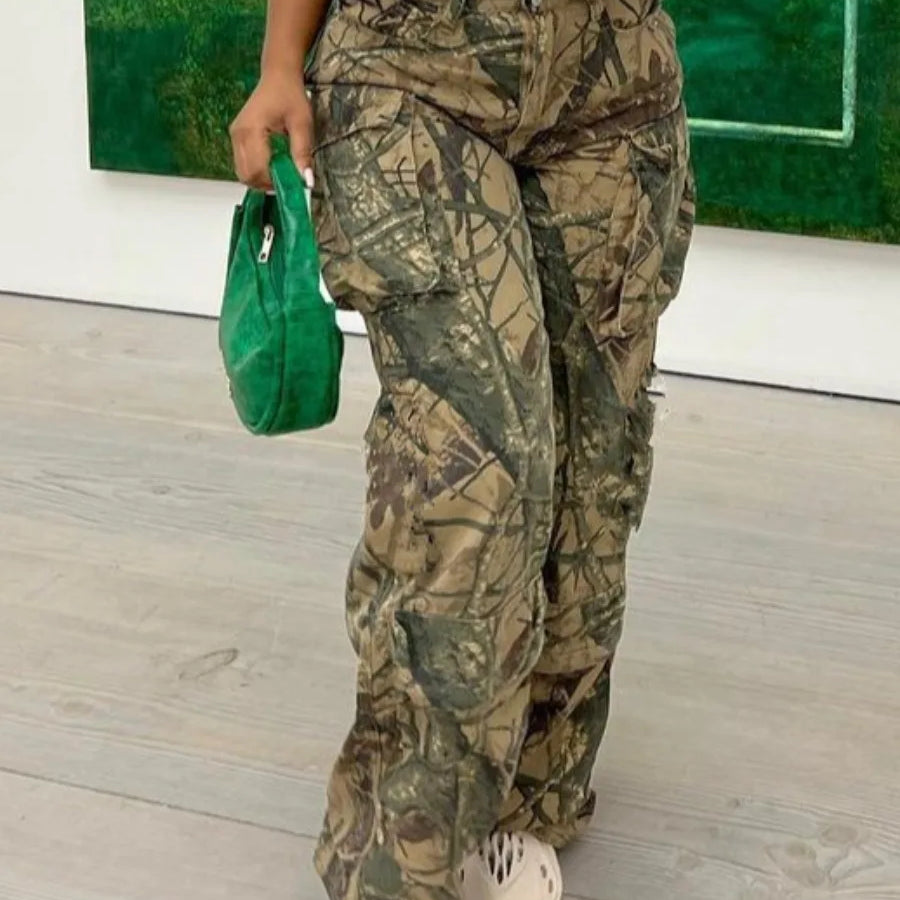 Autumn Women Trousers Streetwear Casual Loose Camouflage Sweatpants Y2K Women's Cargo Camo Pants