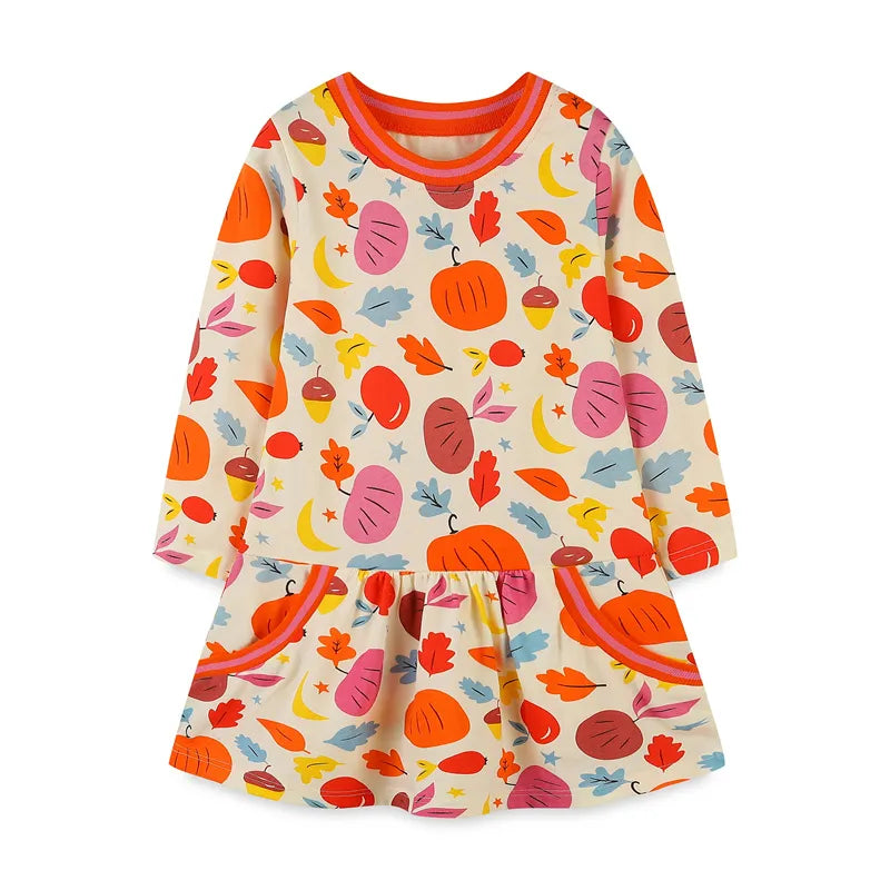 Jumping Meters New Princess Girls Dresses Animals Embroidery Autumn Baby Clothes Long Sleeve Children's Costume Kids Frocks T1440