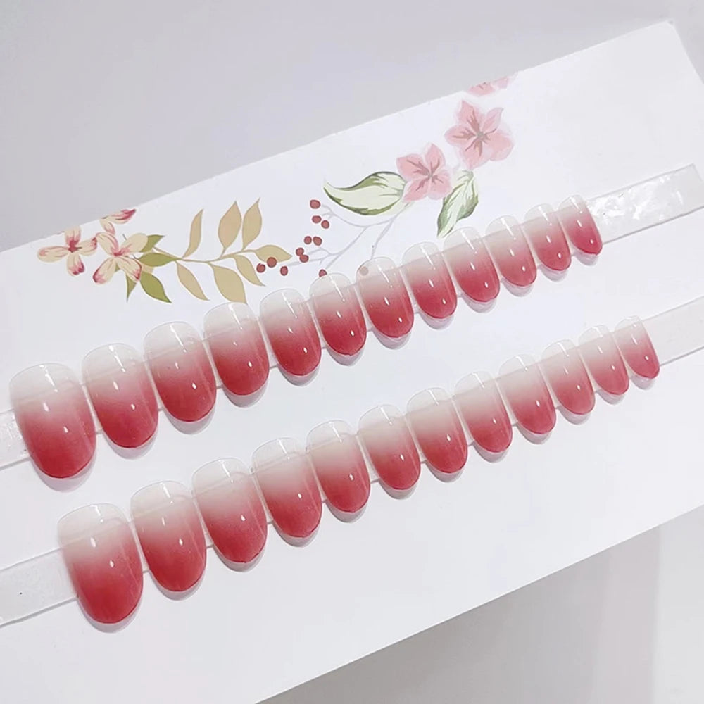 24Pcs Blush Pink Fake Nails Short Ballet Press On Nails Women Girls Charm Manicure Full Cover Stick-on False Nails Patches