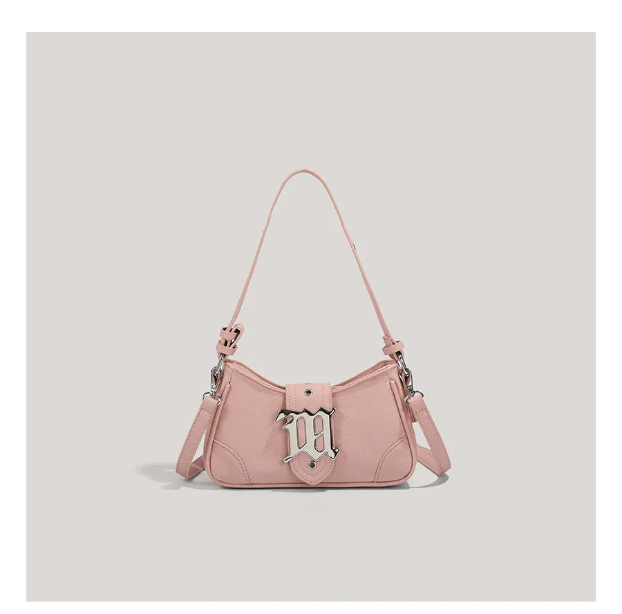 Women's Leisure Bag Luxury Designer Brand Handbag and Wallet Canvas Ribbon Sheet Metal Decoration Crossbody Bag Small brown