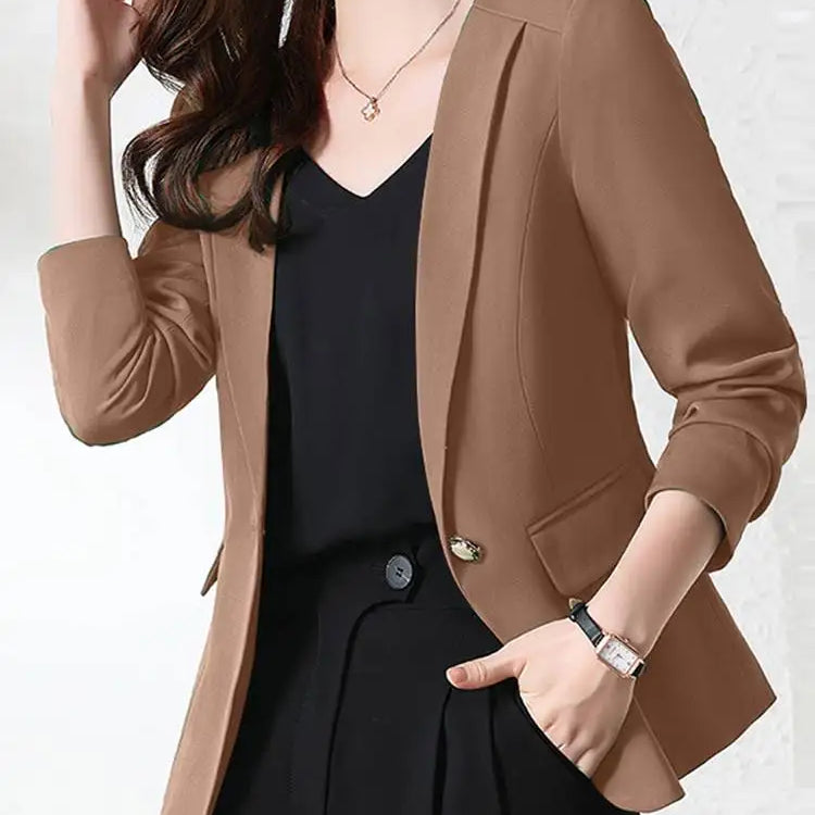 Women Fashion Solid Blazer Outwear Autumn Long Sleeve Shirt Casual OL Work Blouse Female Buttons Tops Elegant Lady Suits