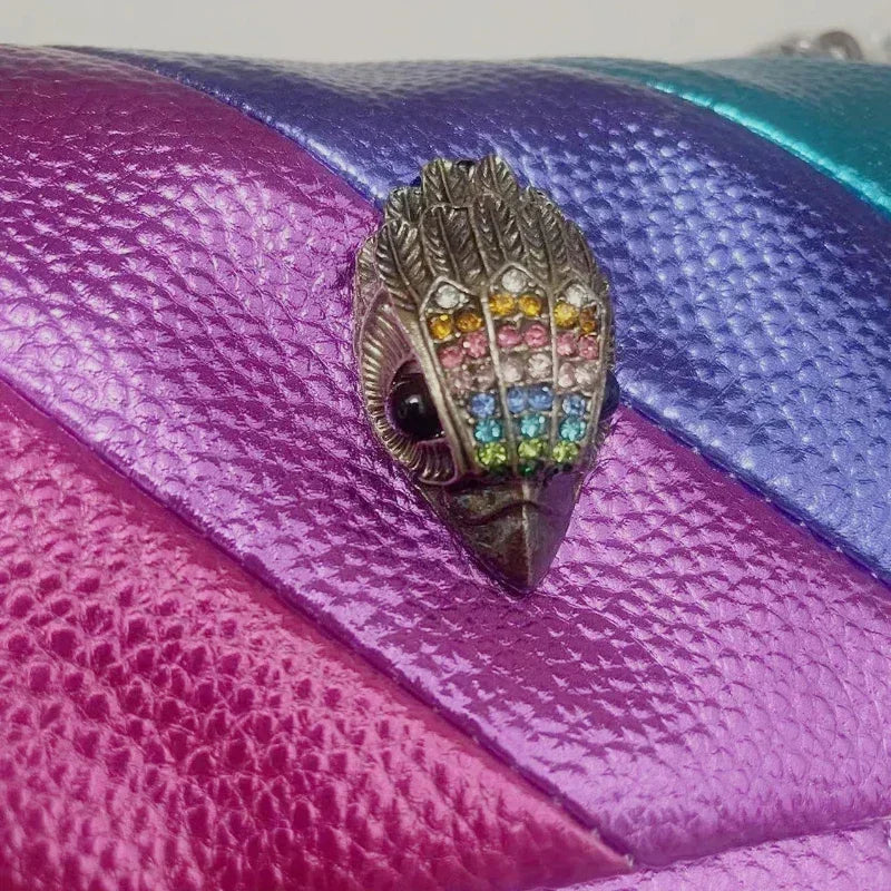 Rainbow Handbag Patchwork Crossbody Bag Shoulder Bag Women's Brand Designer Fashion Trend Luxury Handbag PU Shoulder Bag