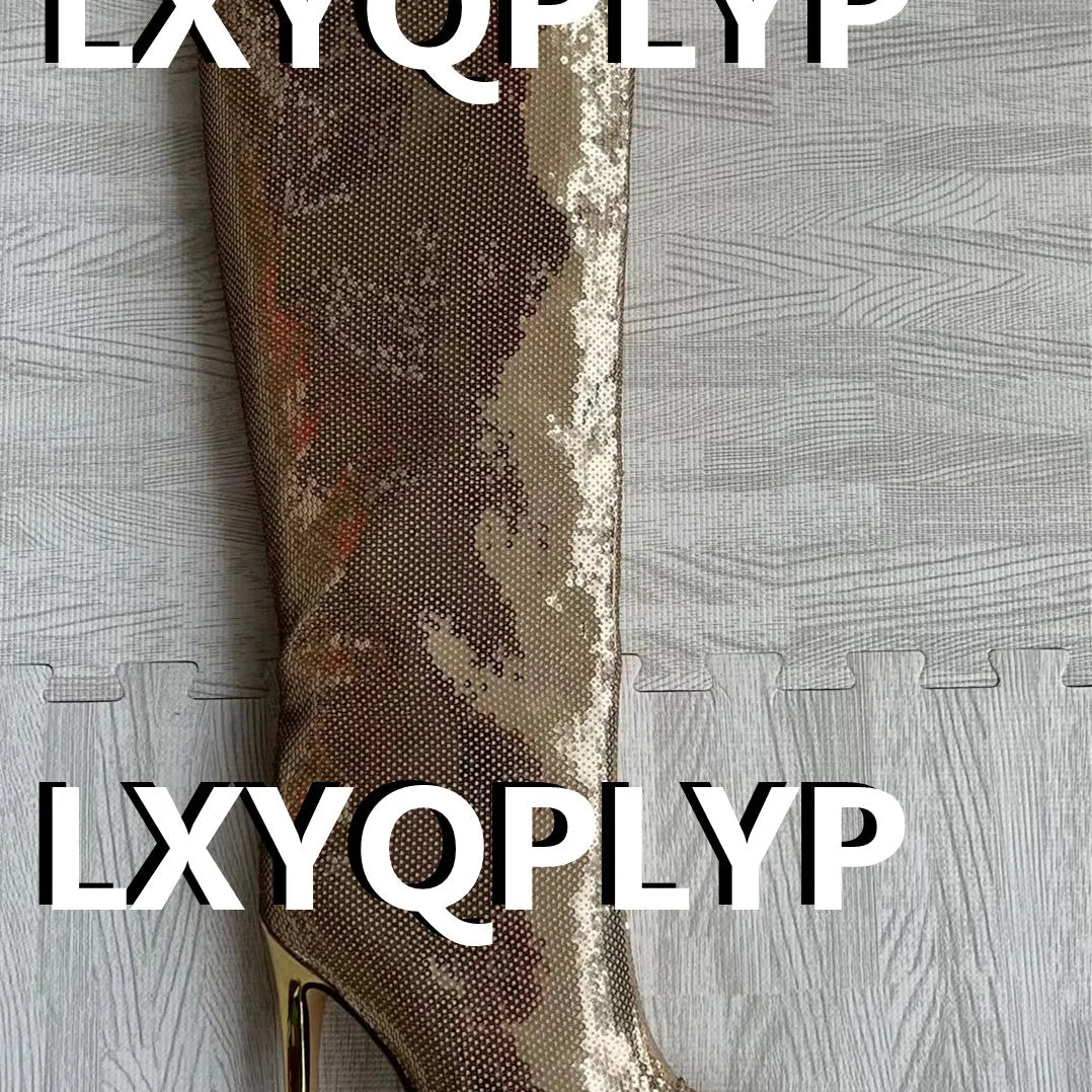 Thigh High Boots Candy Color Mirror Leather Women Knee High Boots High Heels Stilettos Runway Shoes for Women High Heel Boots