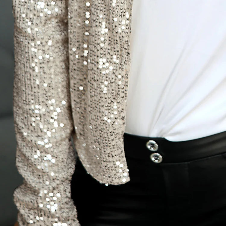 Women's Top Unique Party Jacket Long Sleeved Solid Color Brazilian Style Daily Glitter Jacket