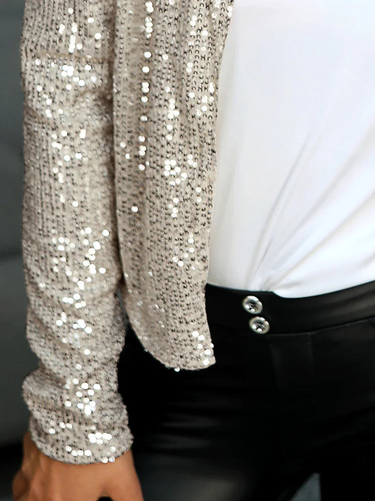 Women's Top Unique Party Jacket Long Sleeved Solid Color Brazilian Style Daily Glitter Jacket