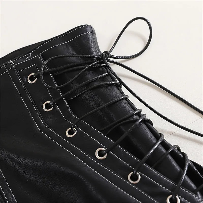 Autumn Women PU Shorts Tie Bow Bandage High Waist Shorts Casual White Black Leather Shorts Ladies All Match Wide Leg Shorts