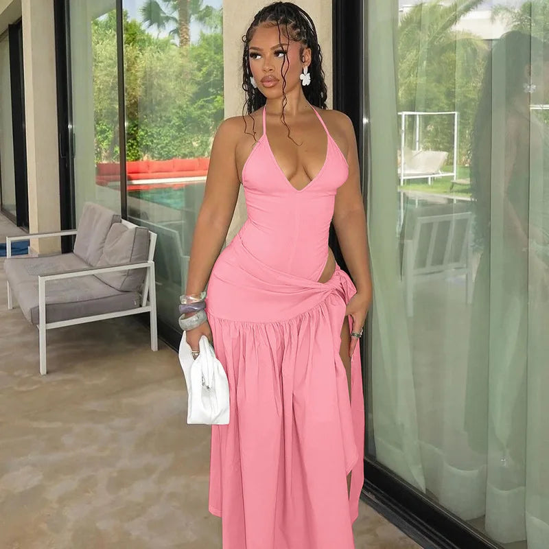 CM.YAYA Elegant Women's Set Sleeveless Strap Bodysuit +Long Skirts Set Autumn Tracksuit Sexy 2024 Tie Up Two 2 Piece Set Outfits