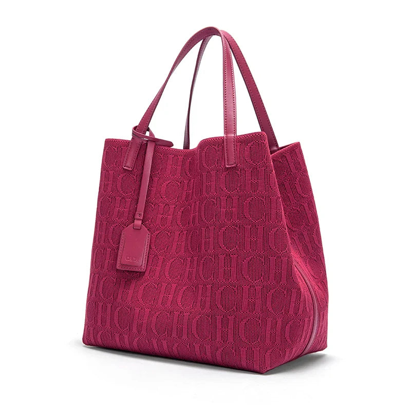 CH Luxury Brand Fashion Classic Retro Women Handbag Large Capacity Shopping Travel Multi functional Large Capacity Shoulder Bag Red (30cm<Max Length<50cm)