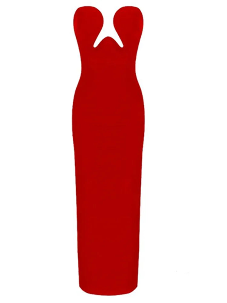 Vestido longo preto longo com alças e fenda, sexy, sem alças, justo, bandagem, elegante, para festa à noite, clube, inverno 2022