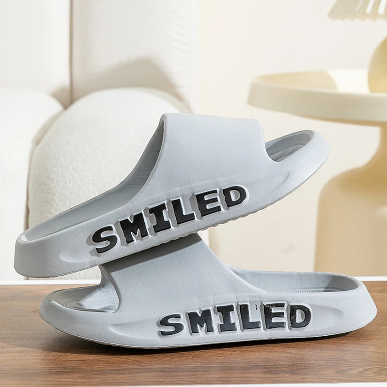 Fashion Concise Summer Couple Non-slip Soft Slides Lithe Comfort Sandals Men Women Casual Slippers Ladies' Home Flip Flops GRAY