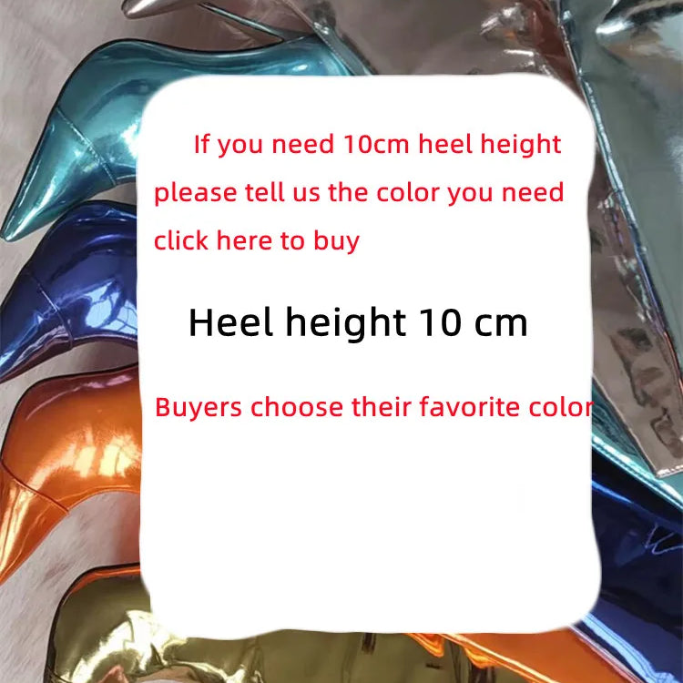 Thigh High Boots Candy Color Mirror Leather Women Knee High Boots High Heels Stilettos Runway Shoes for Women High Heel Boots