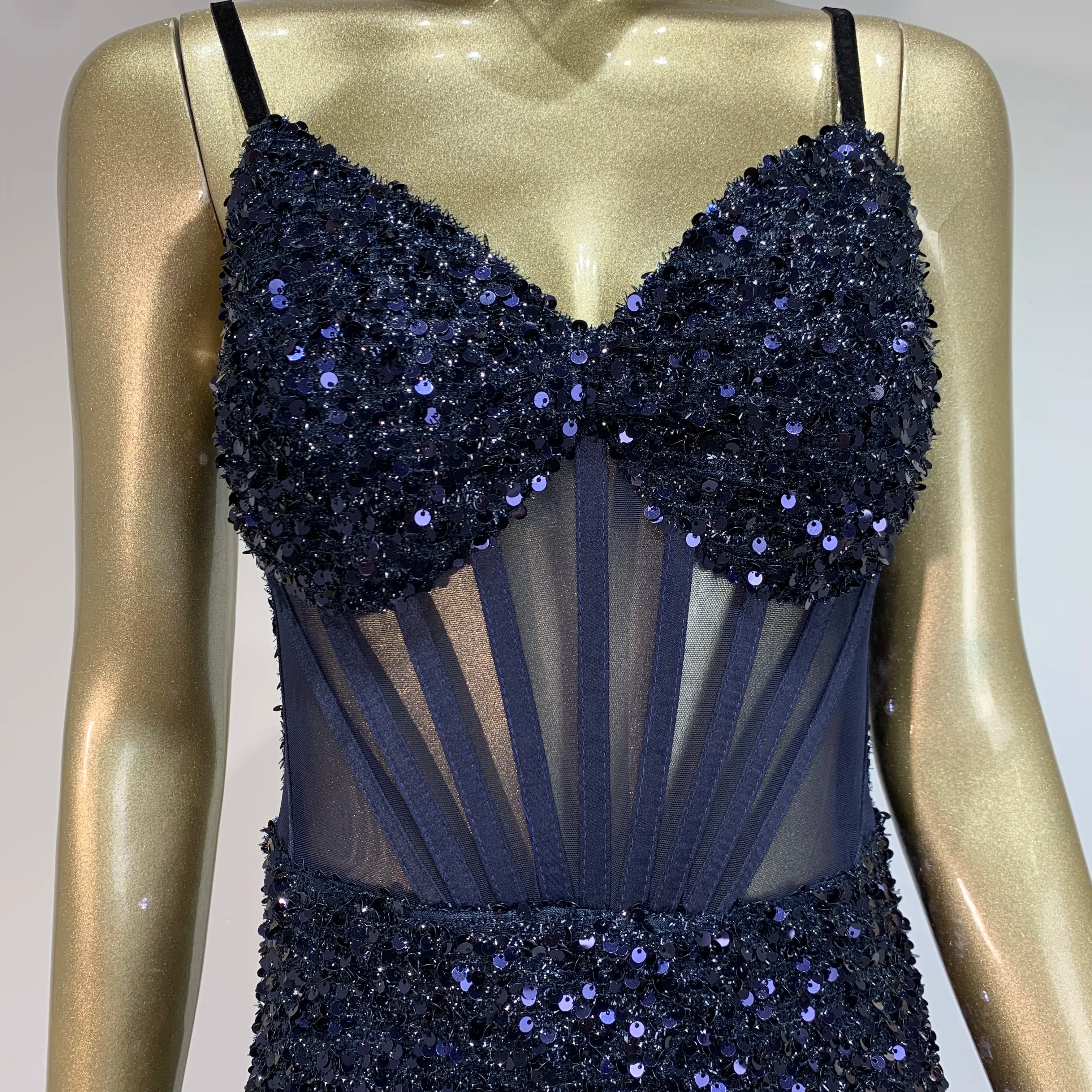 Women Summer Sexy V Neck Mesh Sequins Blue Feather Maxi Long Dress 2024 Elegant Party Evening Stage Performance Dress Vestido