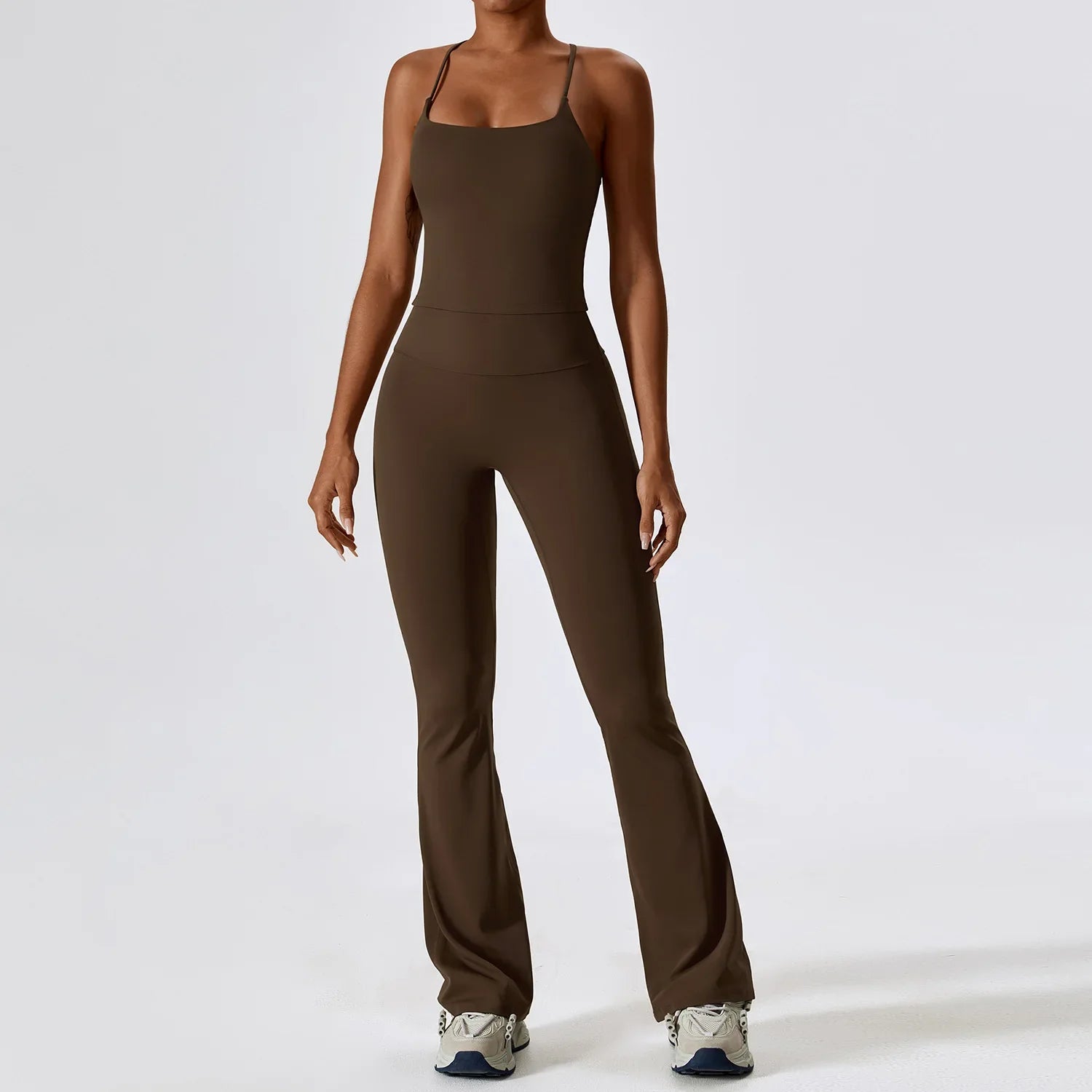 Yoga Set 2PCS Seamless Women Sportswear Workout Clothes Athletic Wear Gym Legging Fitness Bra Crop Top Long Sleeve Sports Suits Jiaocha Coffee Set-1 CHINA