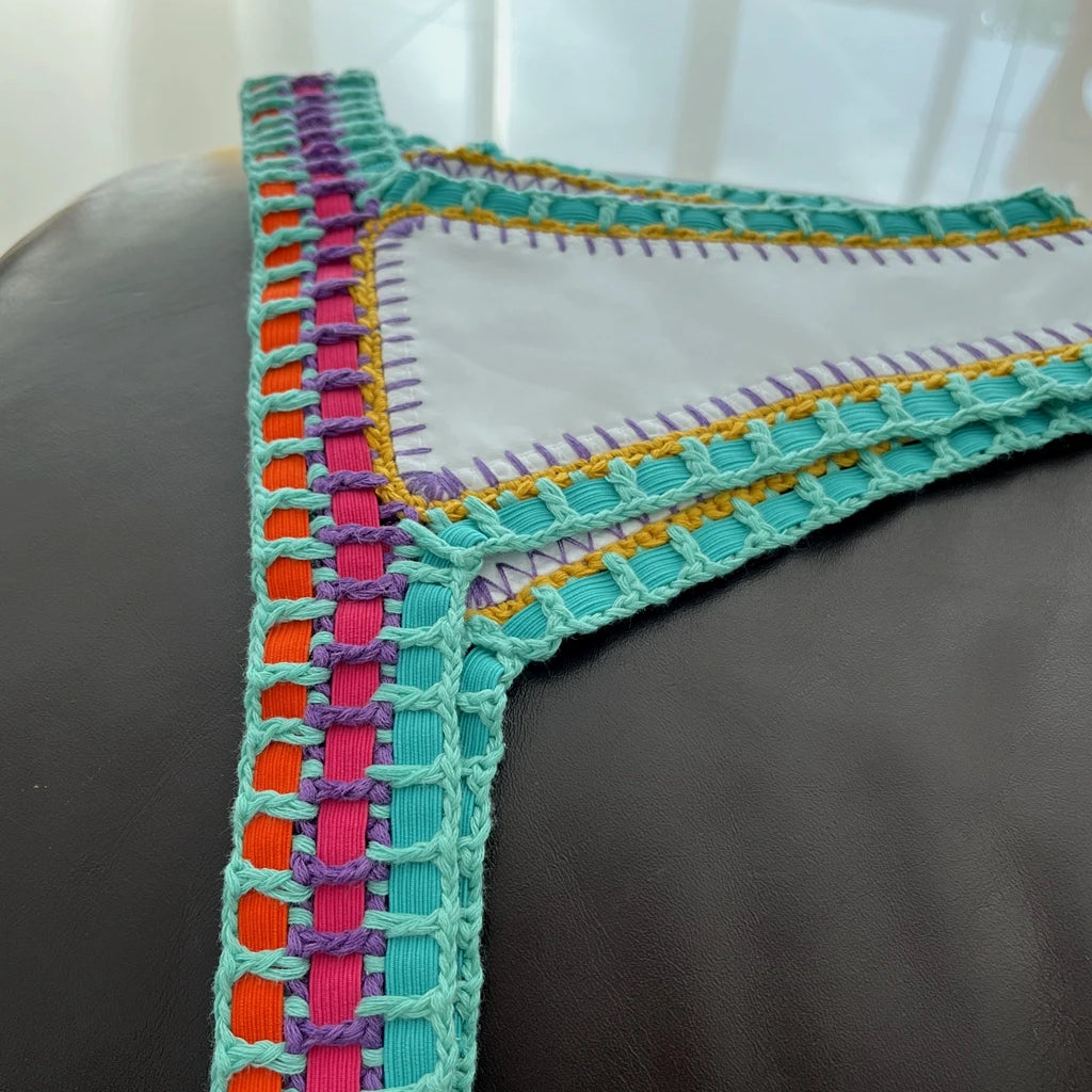 Women White Mulit Handmade Crochet Bikini Set Sexy Boho Swimwear Brazil Reversible Crochet Swimsuit Cute Bathing Suit Beachwear