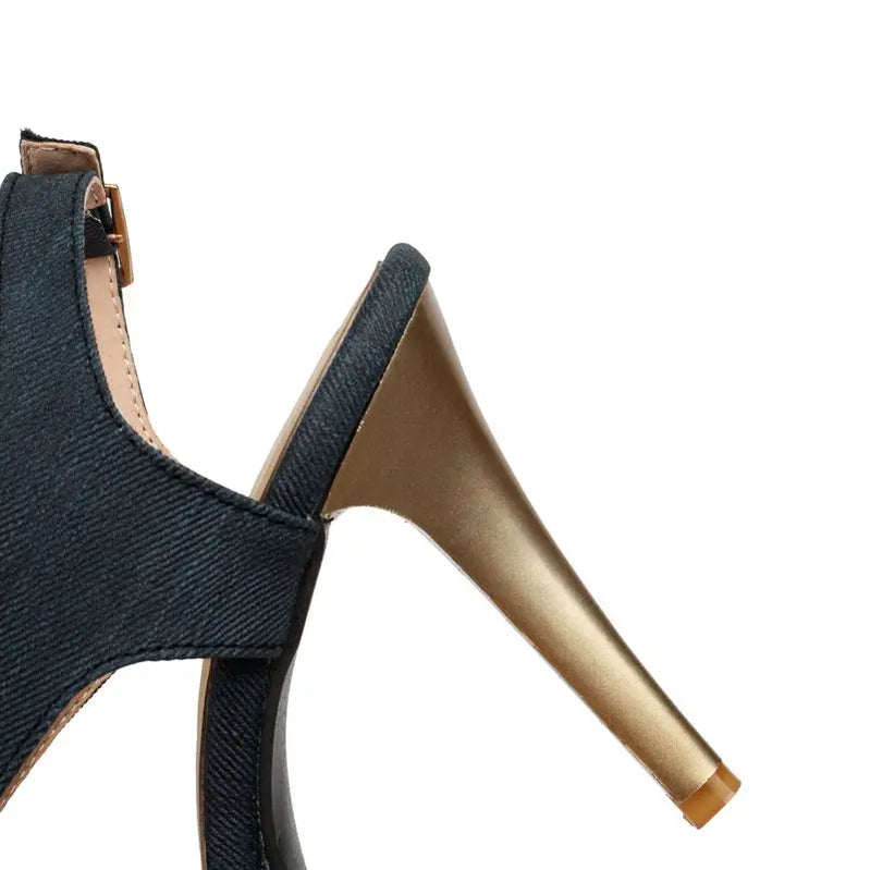 SIMLOVEYO Summer Female Sandals Open Toe Shoes Buckle Strap Stiletto Platform 46 47 48 Sexy Dating Shoes